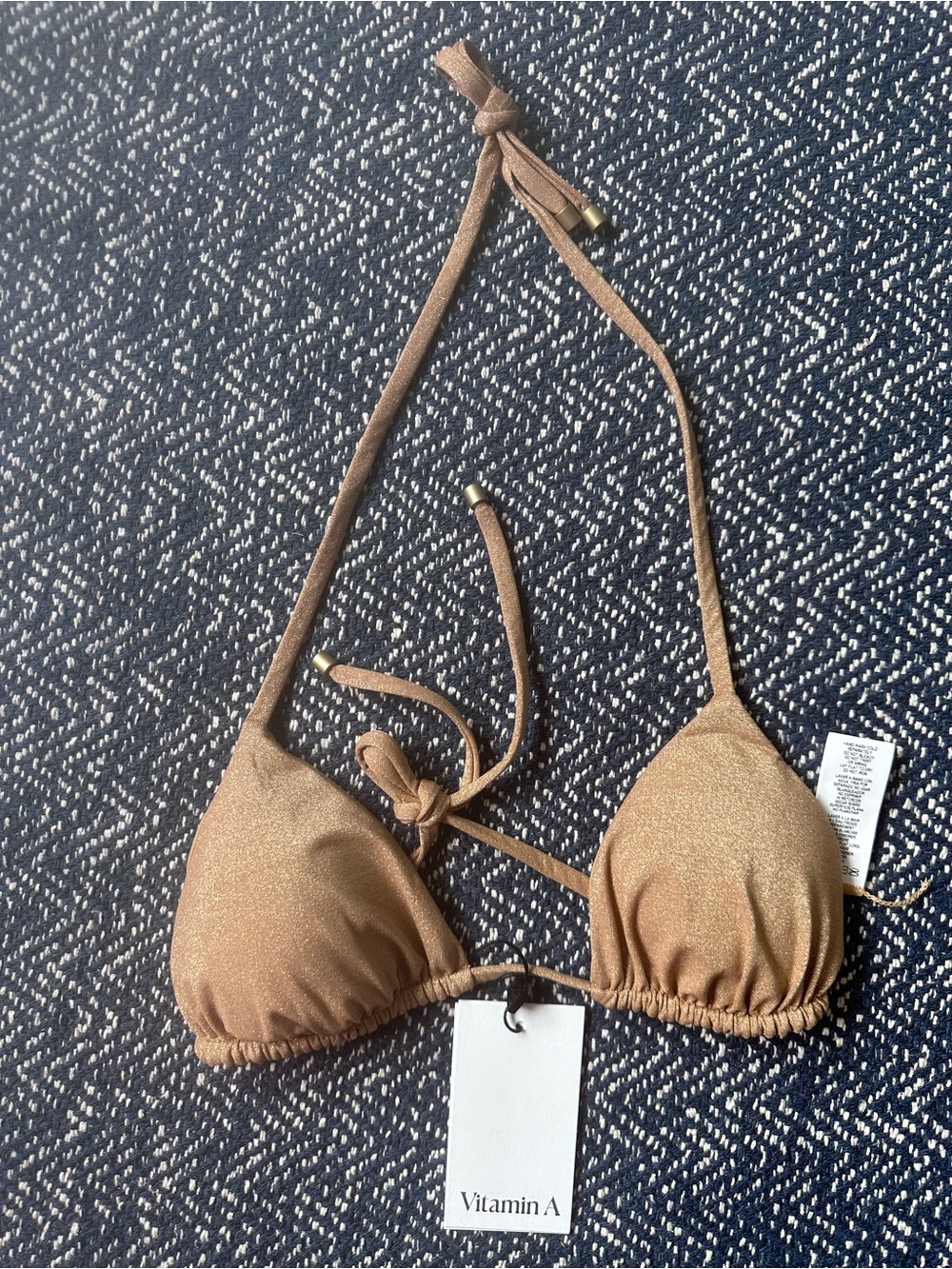 Vitamin A Golden Sparkly Swimsuit Top - Picture 3 of 4